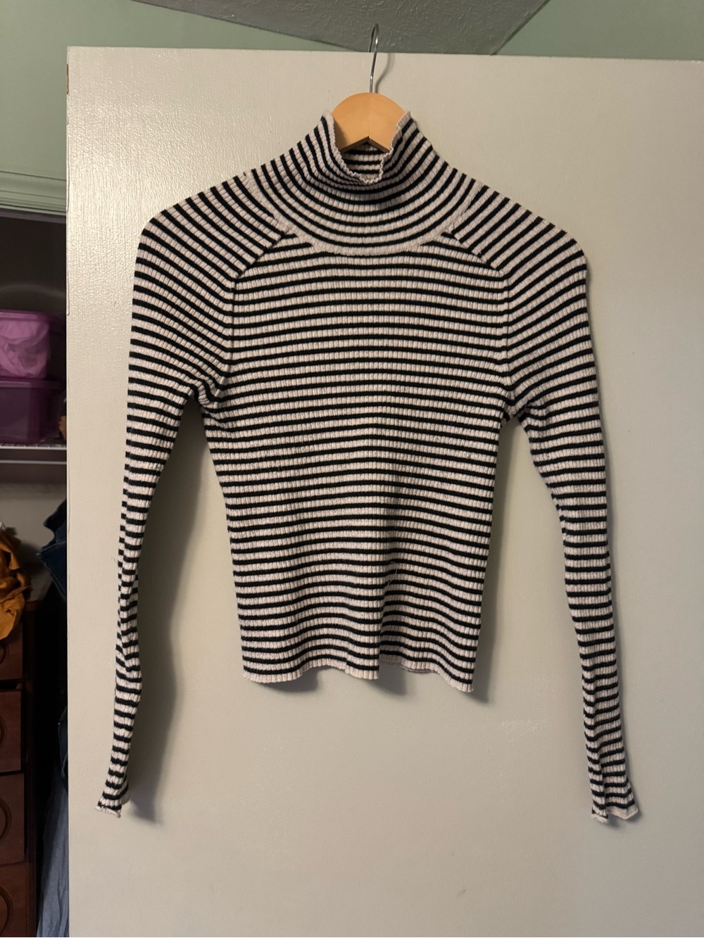 Universal Thread Black and White Striped Turtleneck Sweater